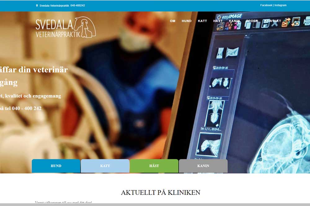 Hemsida till Svedala Veterinärpraktik